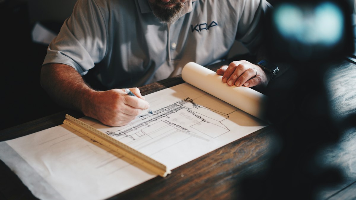 Plans de chantier dessinés à la main