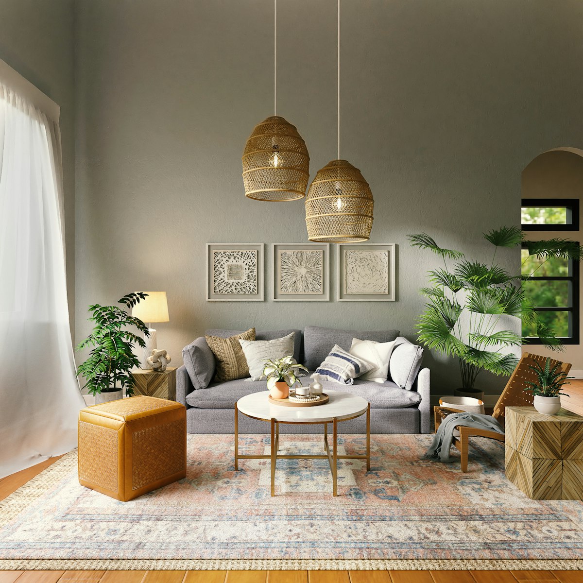 Salon rénové, lumineux